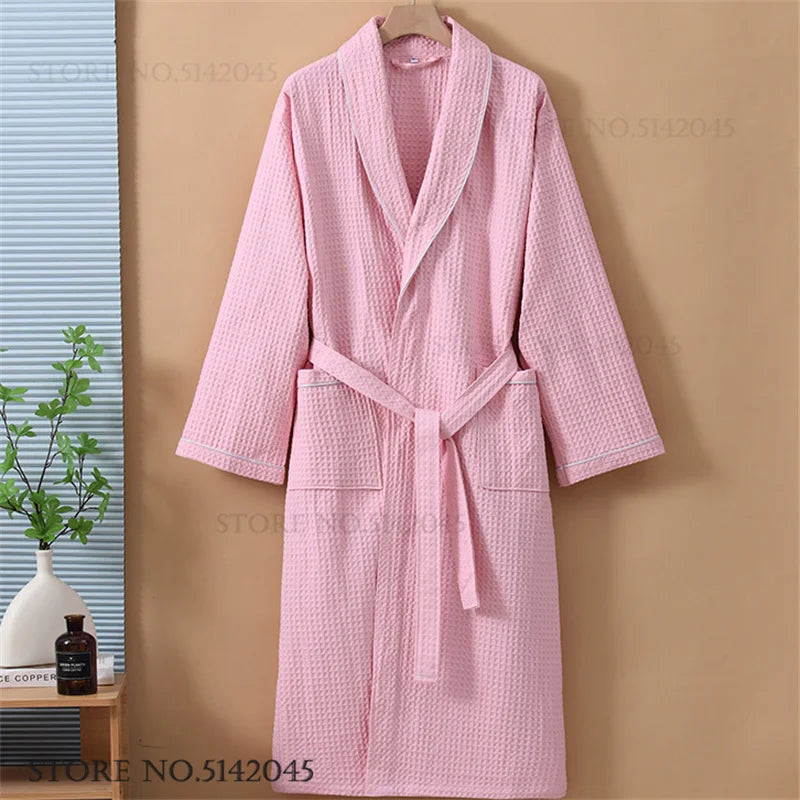 Women's Cotton Waffle Bathrobe | Kimono Robe Loungewear – M to 1XL