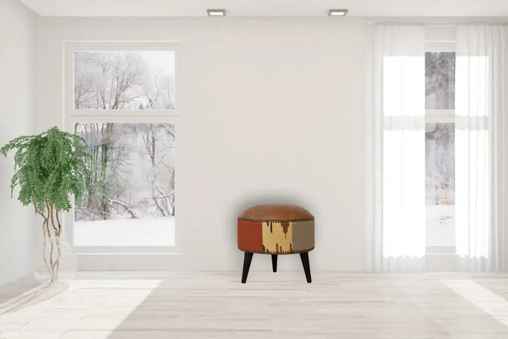 Image of artisan-made footstools crafted by artisans and shipped from   Canada. Comfortable, stylish, and built with lasting materials.