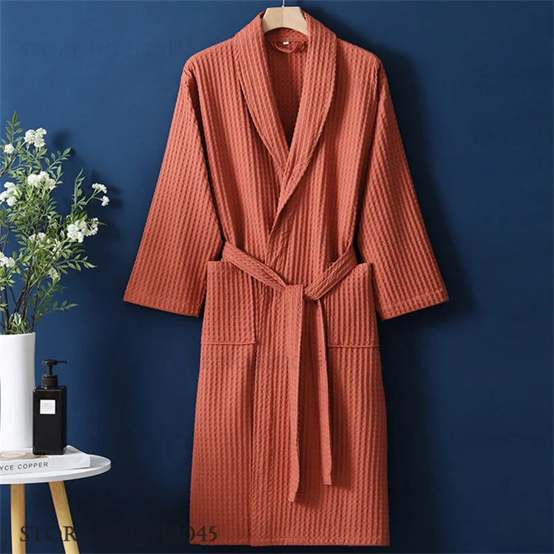 Women's Cotton Waffle Bathrobe | Kimono Robe Loungewear – M to 1XL