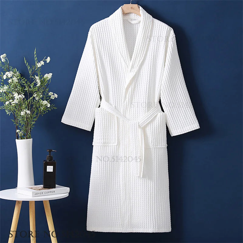 Women's Cotton Waffle Bathrobe | Kimono Robe Loungewear – M to 1XL