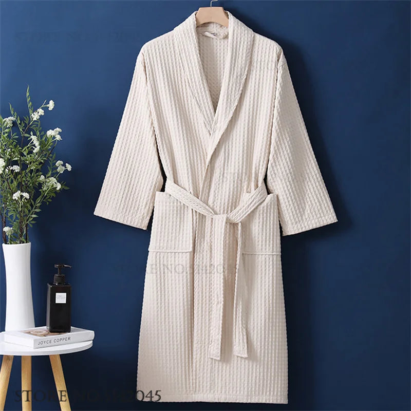 Women's Cotton Waffle Bathrobe | Kimono Robe Loungewear – M to 1XL
