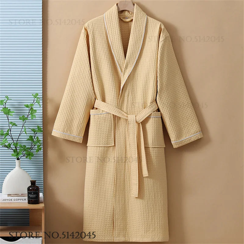 Women's Cotton Waffle Bathrobe | Kimono Robe Loungewear – M to 1XL