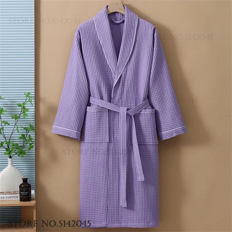 Women's Cotton Waffle Bathrobe | Kimono Robe Loungewear – M to 1XL