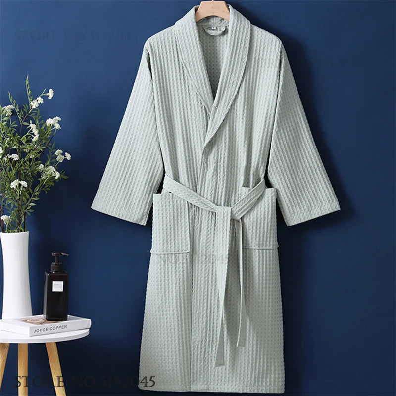 Women's Cotton Waffle Bathrobe | Kimono Robe Loungewear – M to 1XL