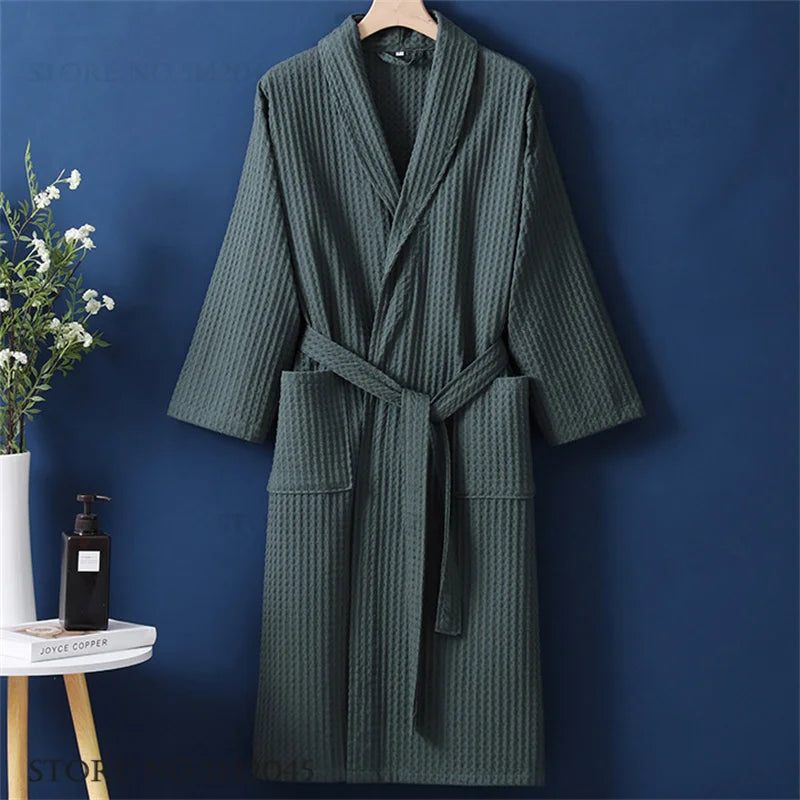 Women's Cotton Waffle Bathrobe | Kimono Robe Loungewear – M to 1XL