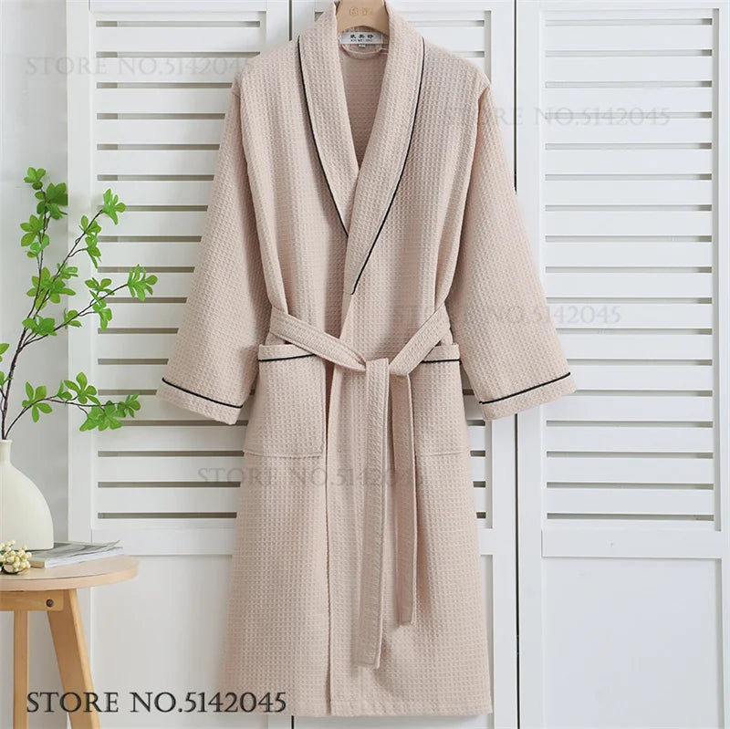 Women's Cotton Waffle Bathrobe | Kimono Robe Loungewear – M to 1XL