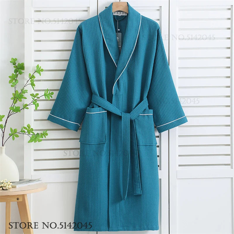 Women's Cotton Waffle Bathrobe | Kimono Robe Loungewear – M to 1XL