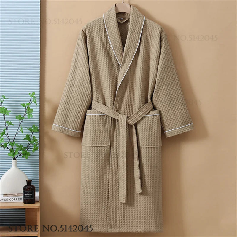 Women's Cotton Waffle Bathrobe | Kimono Robe Loungewear – M to 1XL