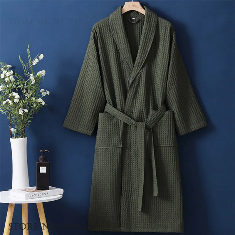 Women's Cotton Waffle Bathrobe | Kimono Robe Loungewear – M to 1XL