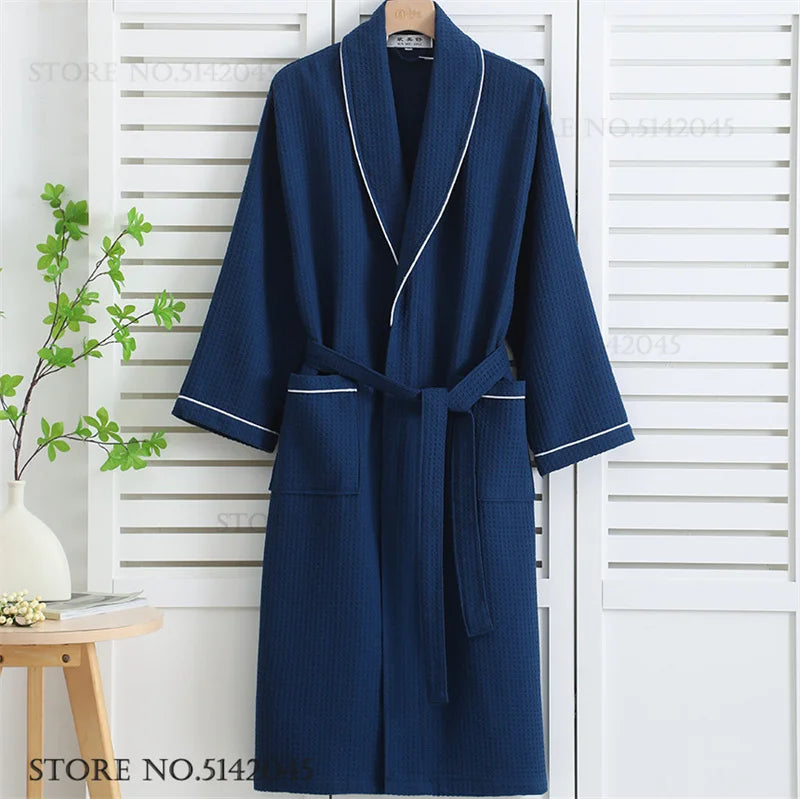 Women's Cotton Waffle Bathrobe | Kimono Robe Loungewear – M to 1XL