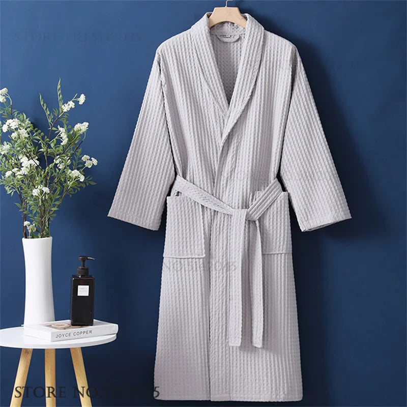 Women's Cotton Waffle Bathrobe | Kimono Robe Loungewear – M to 1XL