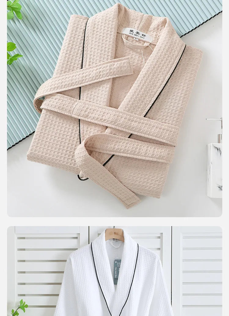 Women's Cotton Waffle Bathrobe | Kimono Robe Loungewear – M to 1XL