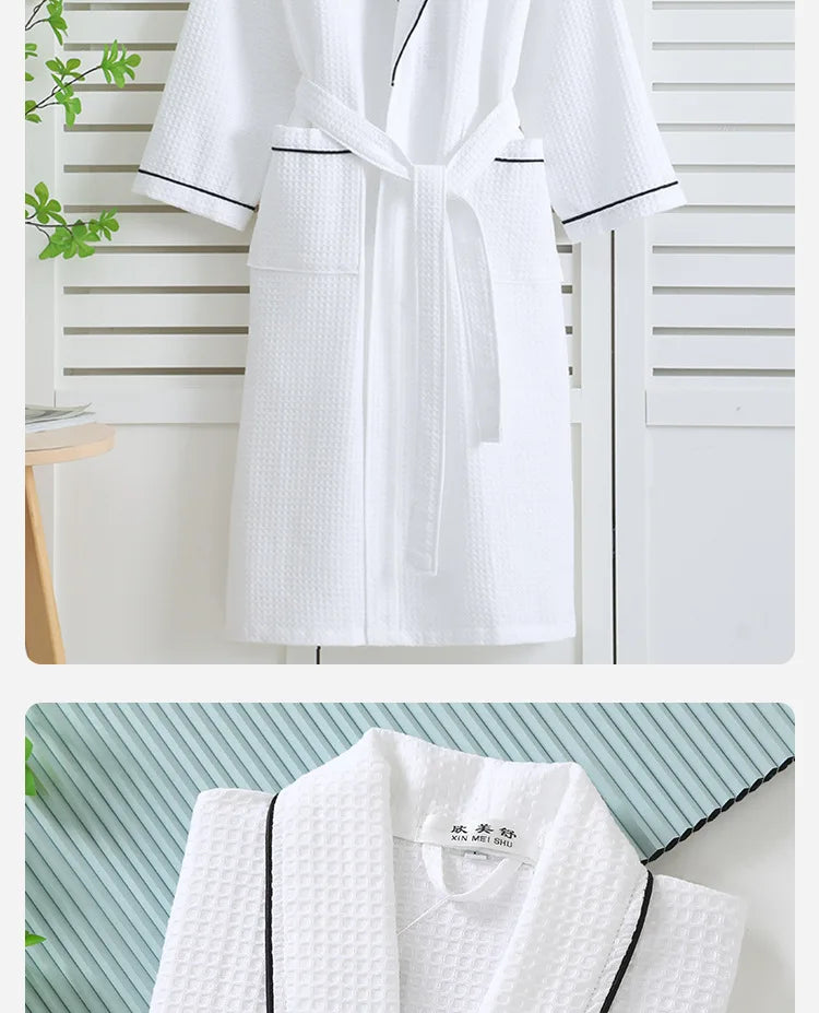 Women's Cotton Waffle Bathrobe | Kimono Robe Loungewear – M to 1XL