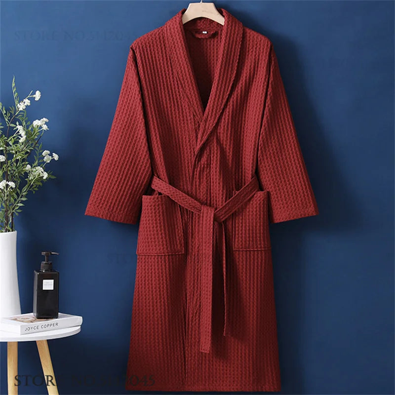 Women's Cotton Waffle Bathrobe | Kimono Robe Loungewear – M to 1XL