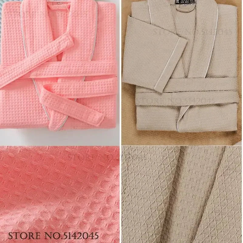 Women's Cotton Waffle Bathrobe | Kimono Robe Loungewear – M to 1XL