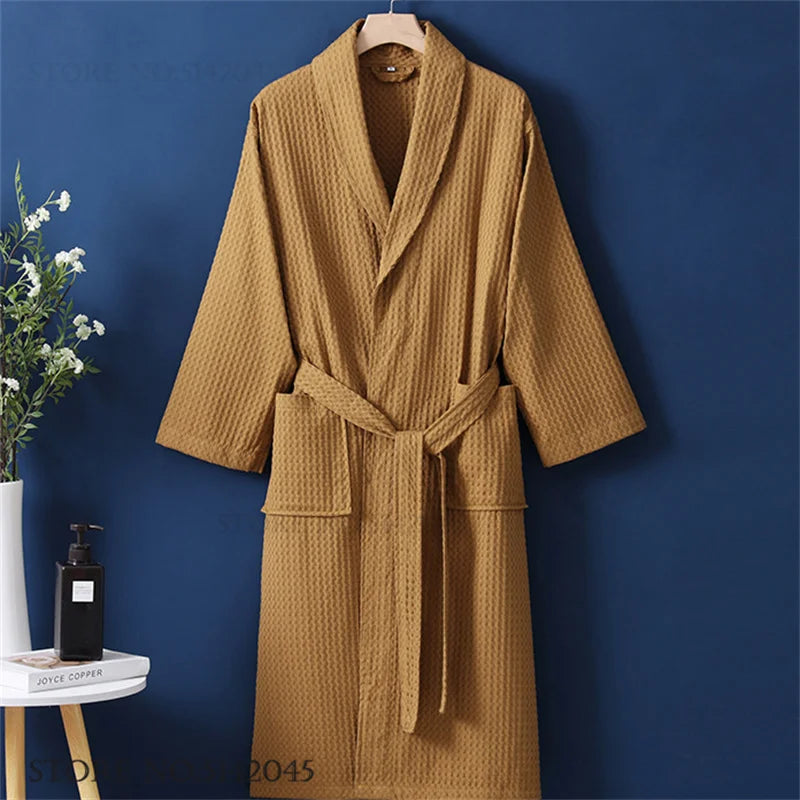 Women's Cotton Waffle Bathrobe | Kimono Robe Loungewear – M to 1XL