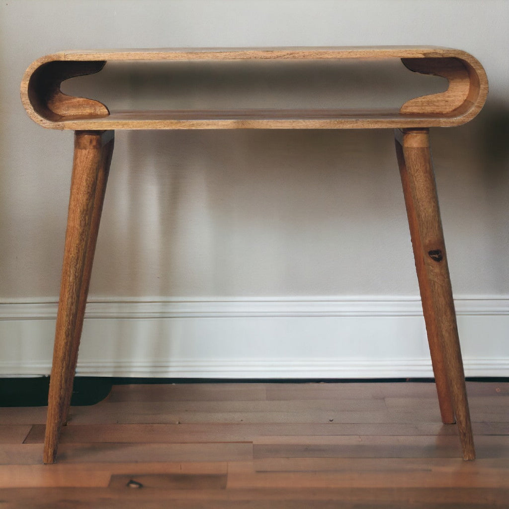 Amaya Chestnut Nordic Style Console Table front view