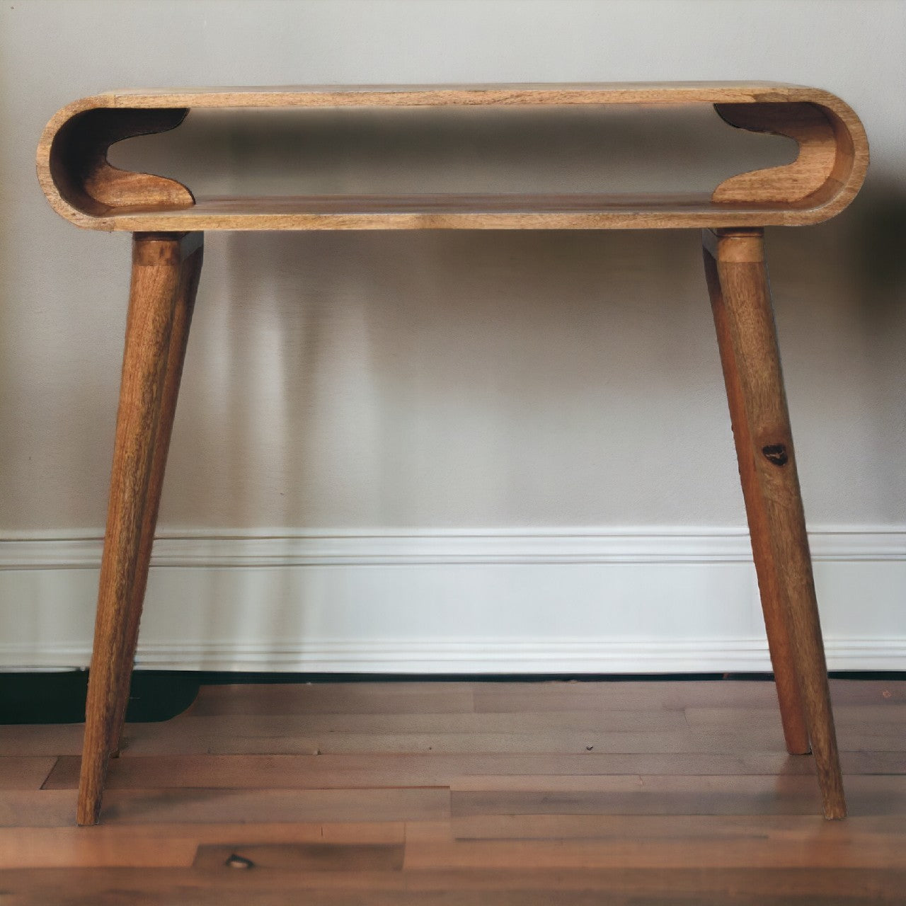 Amaya Chestnut Nordic Style Console Table front view