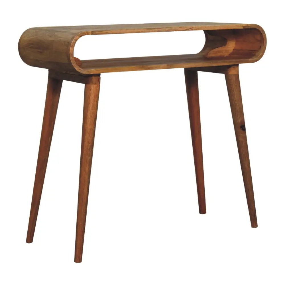 Amaya Chestnut Nordic Style Console Table Corner view
