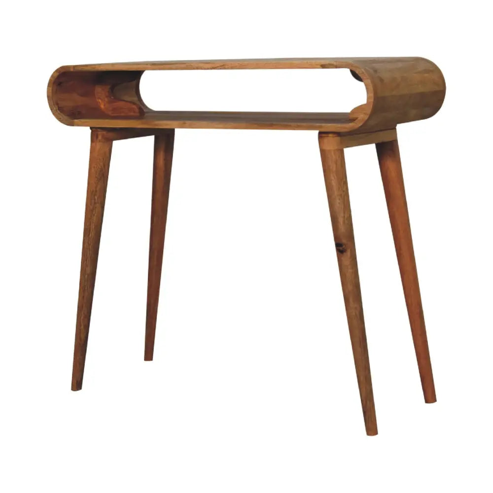 Amaya Chestnut Nordic Style Console Table front view
