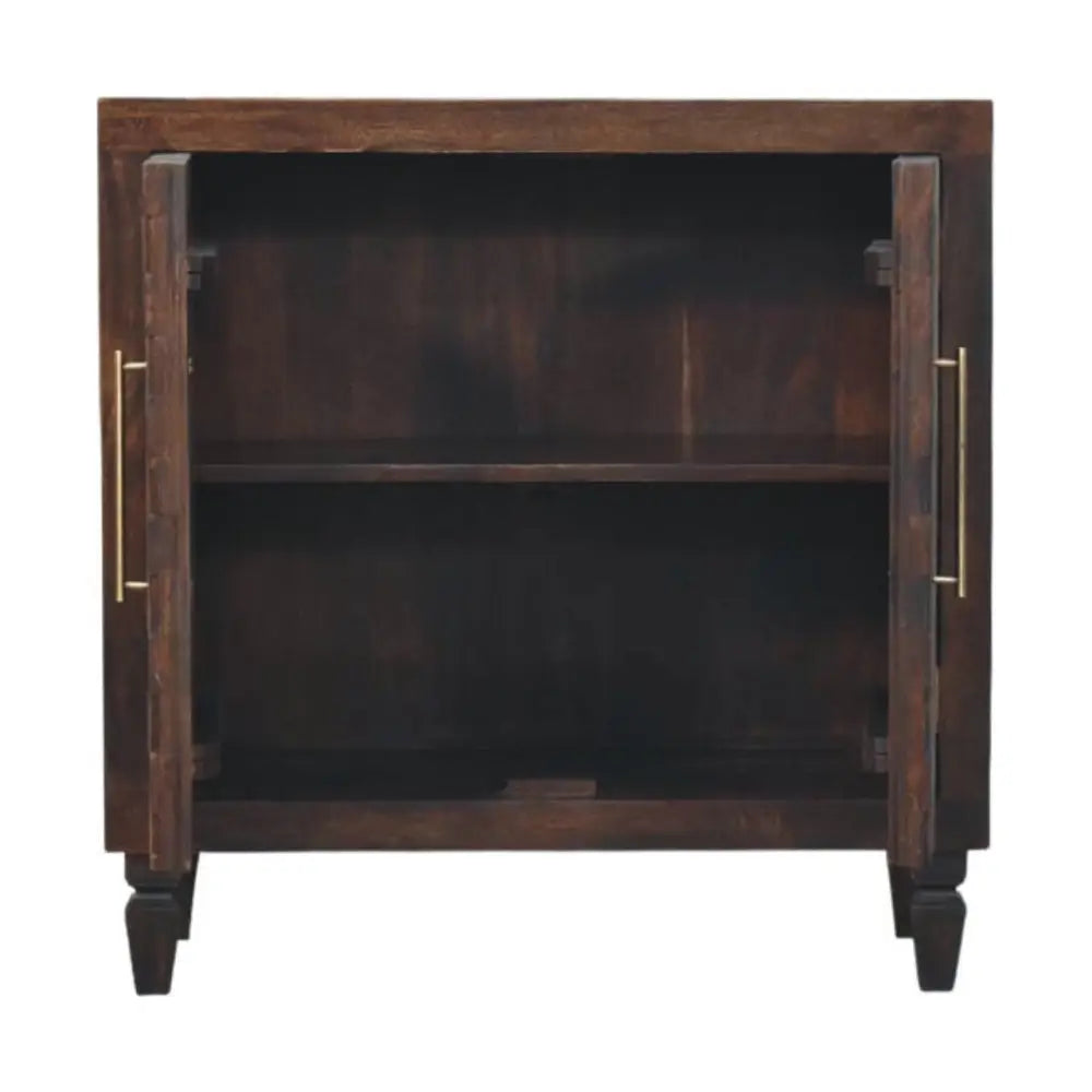Artisan Furniture Solid Wood Cadiz Carved Panel Cabinet and 2 Doors and 1 Shelf Brown