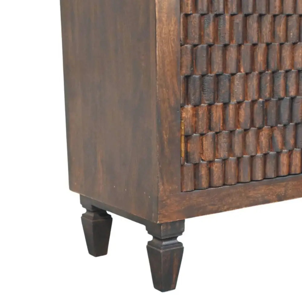Artisan Furniture Solid Wood Cadiz Carved Panel Cabinet and 2 Doors and 1 Shelf Brown