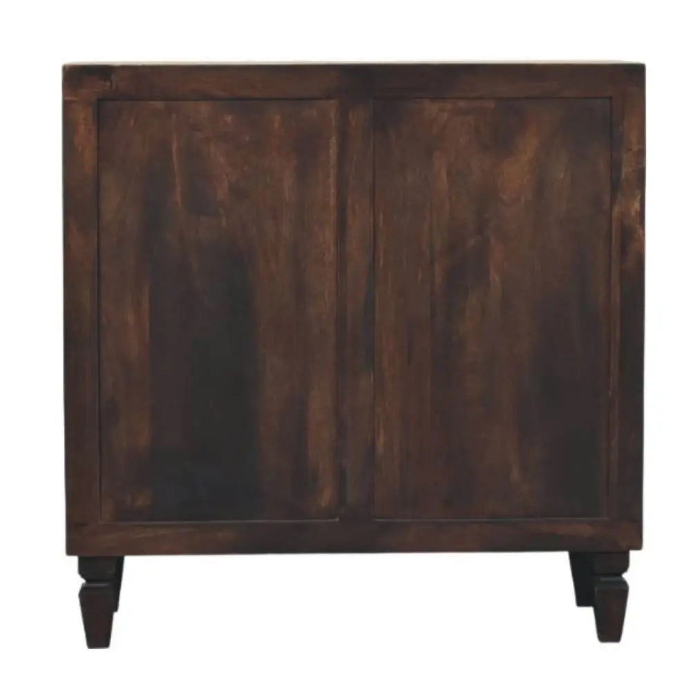 Artisan Furniture Solid Wood Cadiz Carved Panel Cabinet and 2 Doors and 1 Shelf Brown