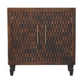 Artisan Furniture Solid Wood Cadiz Carved Panel Cabinet and 2 Doors and 1 Shelf Brown