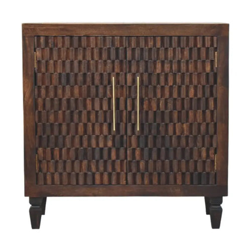 Artisan Furniture Solid Wood Cadiz Carved Panel Cabinet and 2 Doors and 1 Shelf Brown