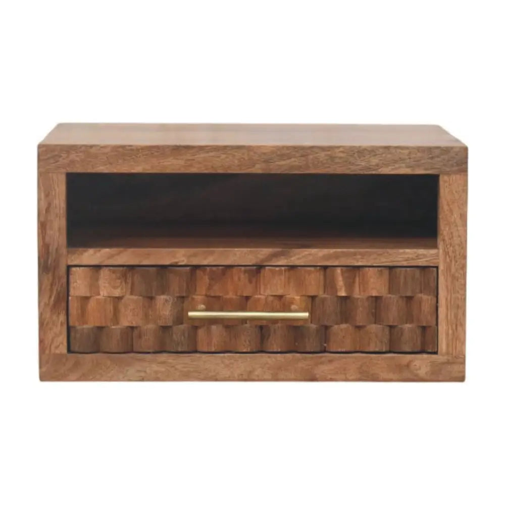 Wooden cabinet with a drawer on a white background