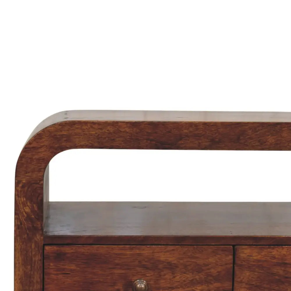 Darcy 3 drawer Open Shelf Chestnut Media unit