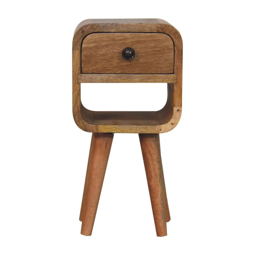 Extra Mini Oak-ish Curve Lower Bedside – modern small bedside table