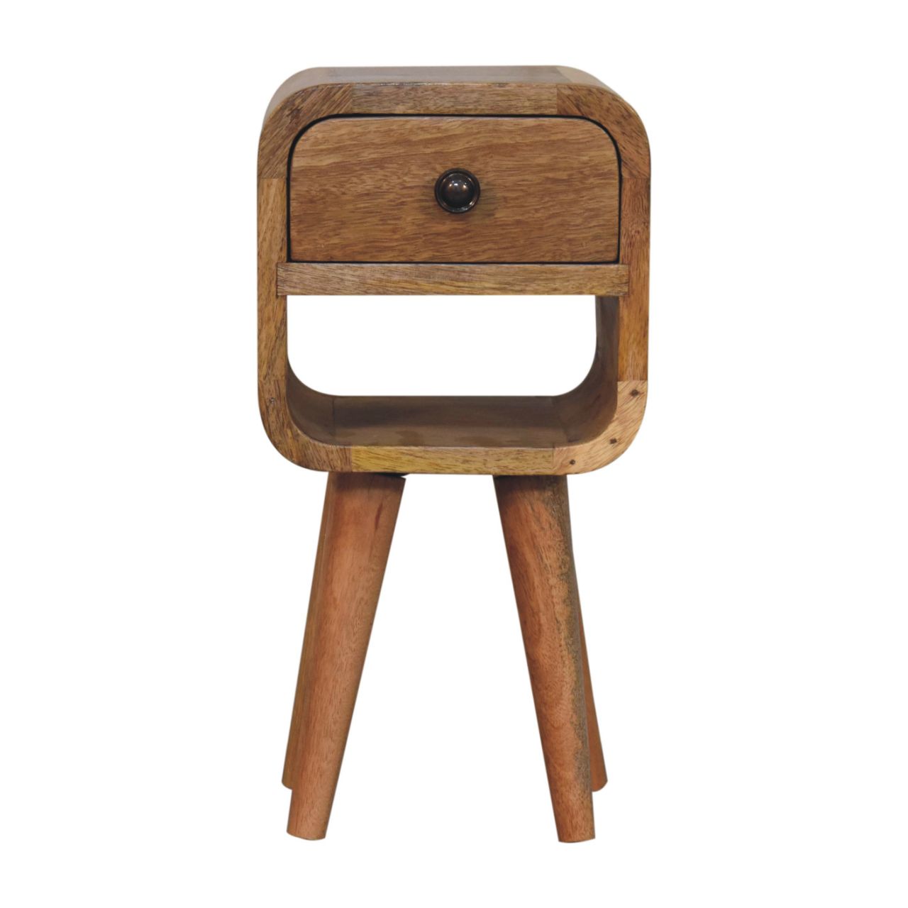 Extra Mini Oak-ish Curve Lower Bedside – modern small bedside table