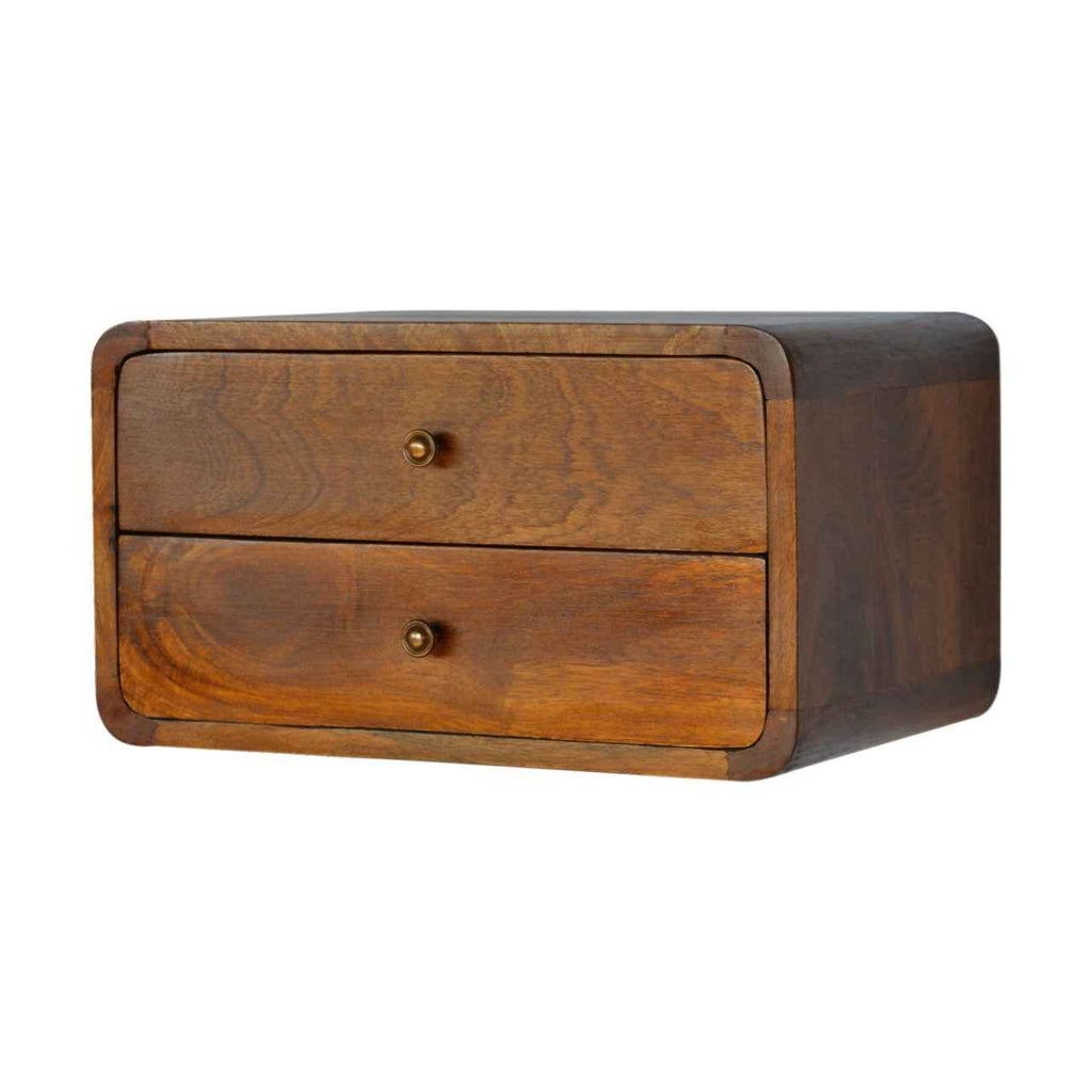 Floating Curved Chestnut Nightstand