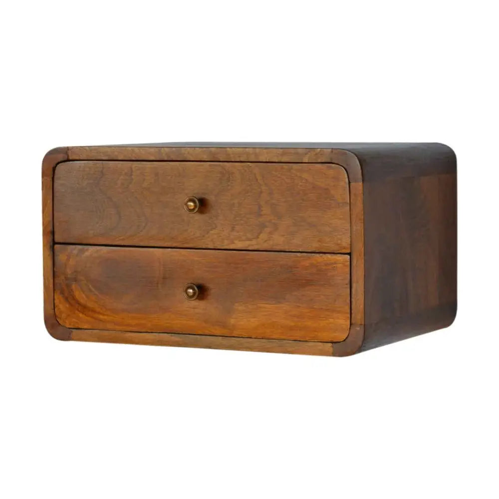 Floating Curved Chestnut Nightstand