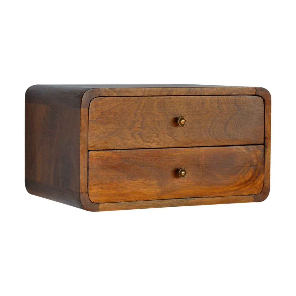 Floating Curved Chestnut Nightstand