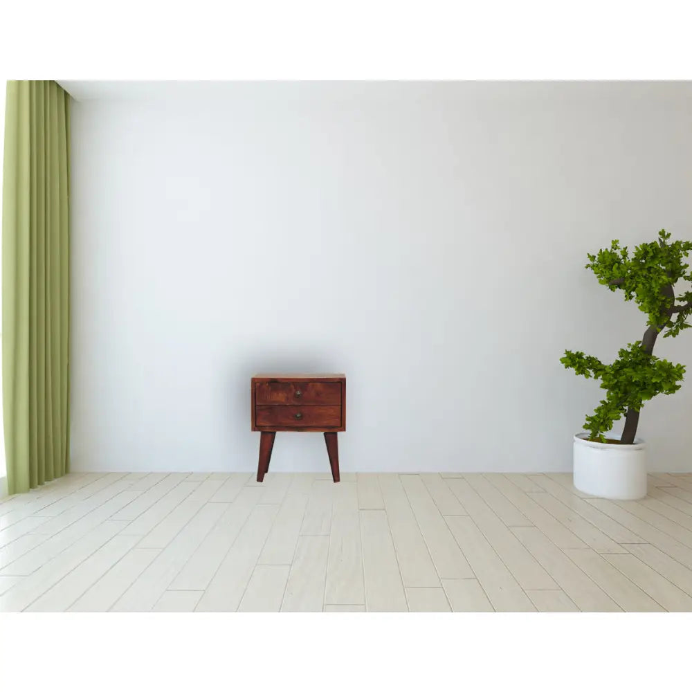 Mini Chestnut Modern Nightstand front view