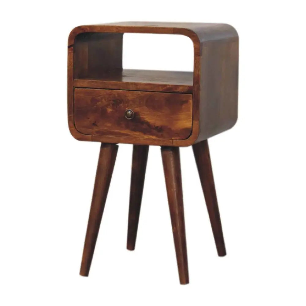 Mini Chestnut Curve Open Nightstand