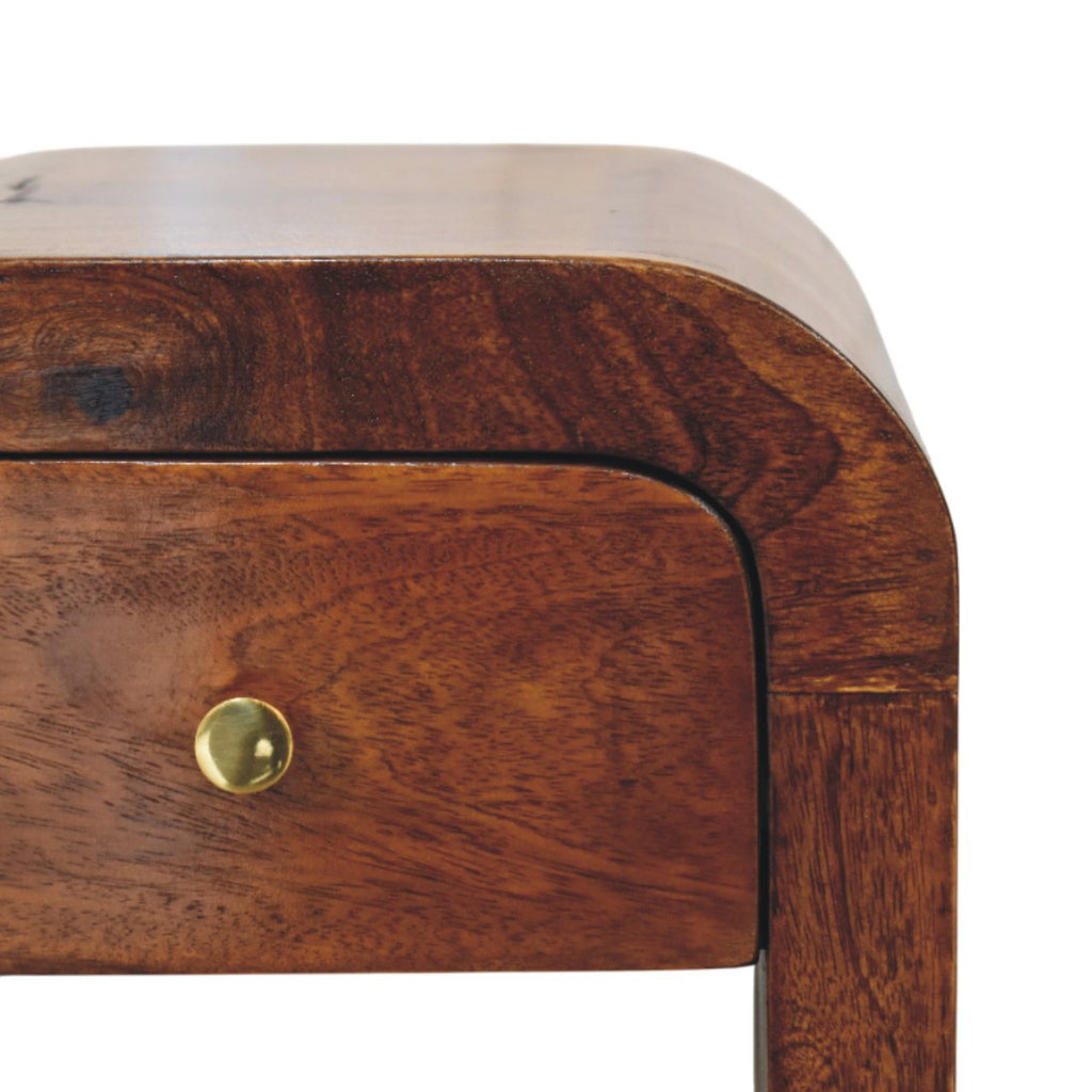 Mini Darcy Chestnut Nightstand-Curved Edges - Nightstands
