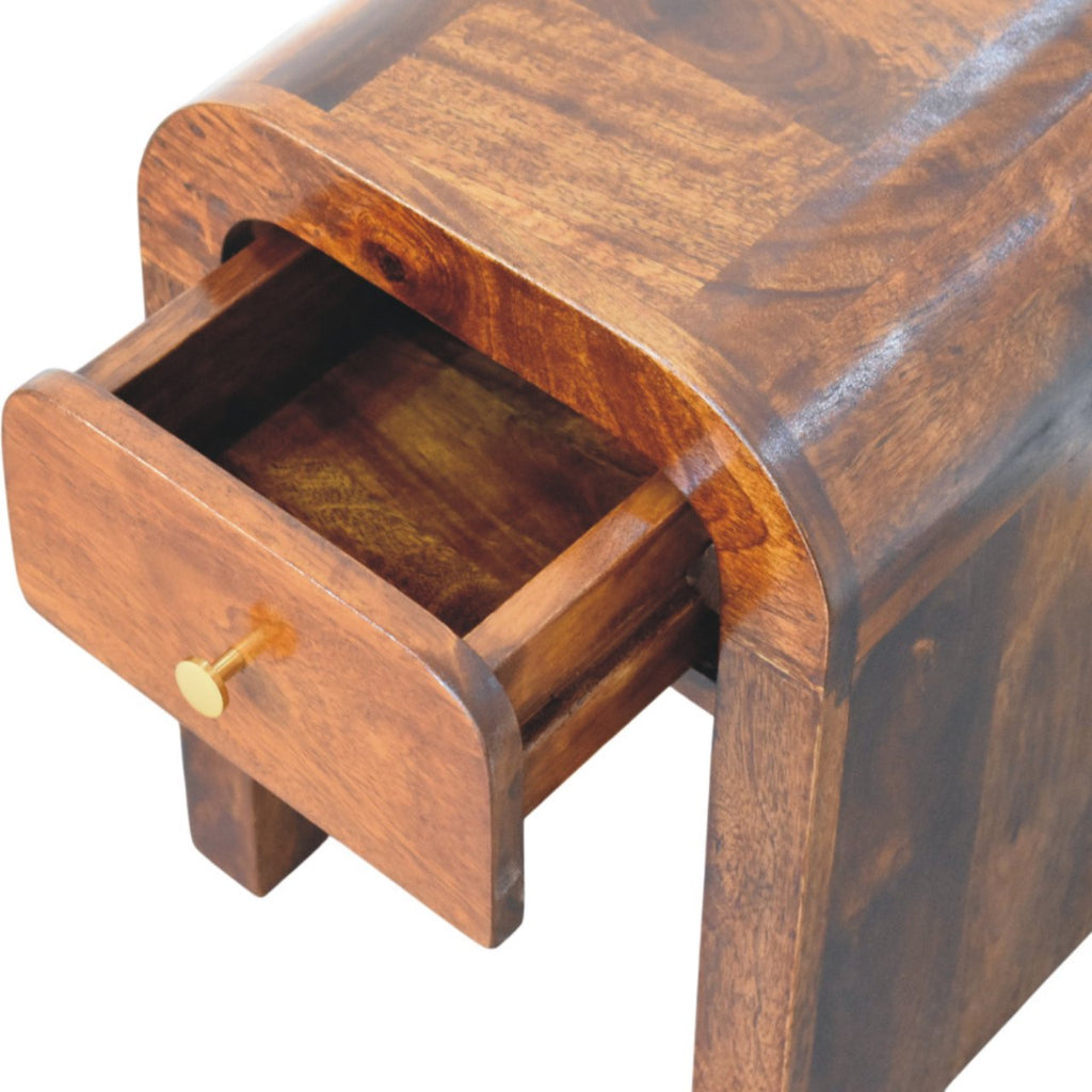 Mini Darcy Chestnut Nightstand-Curved Edges - Nightstands