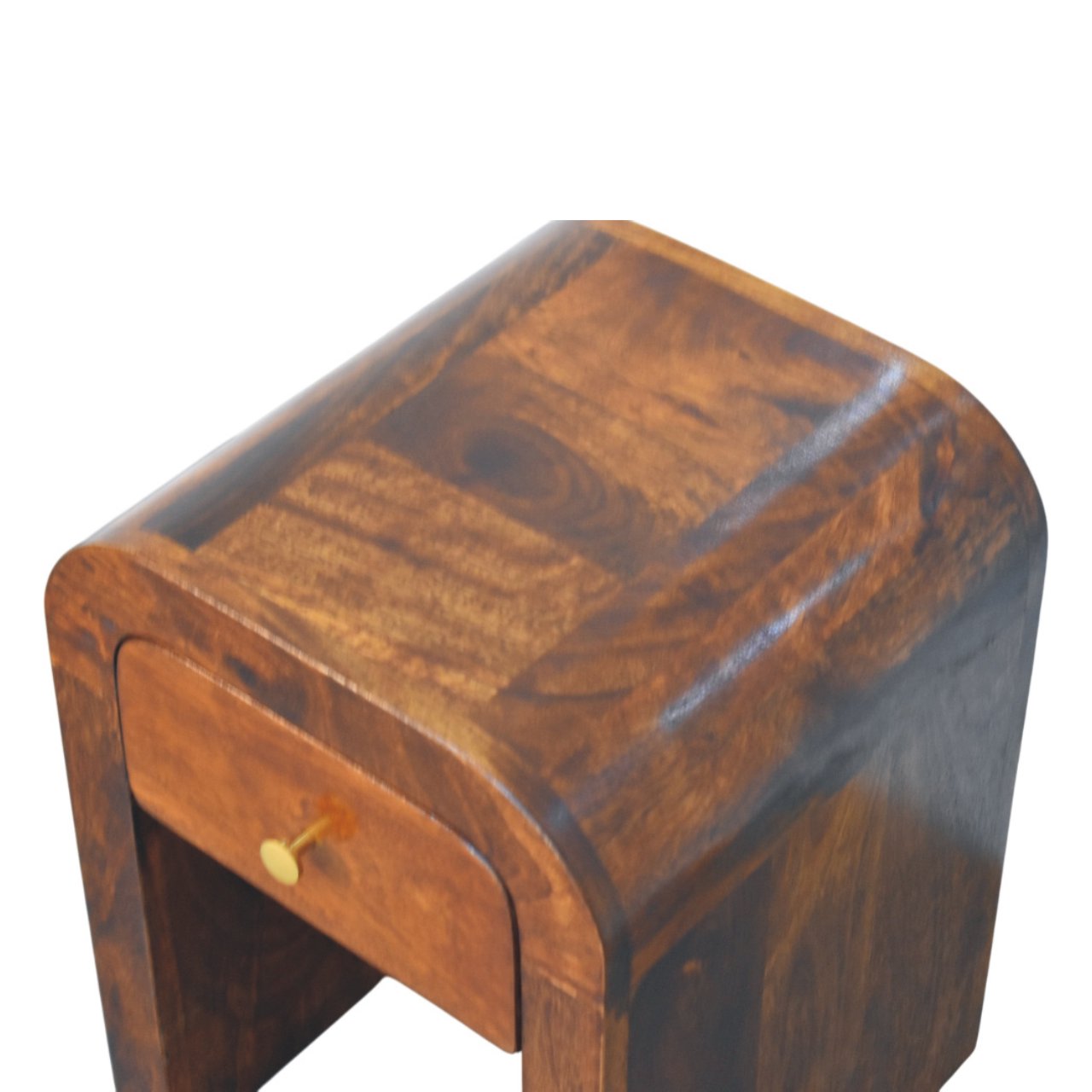Mini Darcy Chestnut Nightstand-Curved Edges - Nightstands