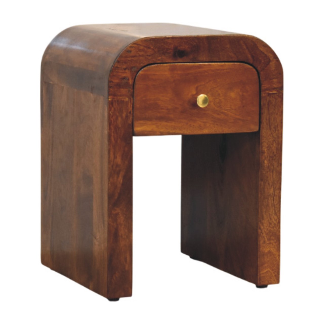 Mini Darcy Chestnut Nightstand-Curved Edges - Nightstands
