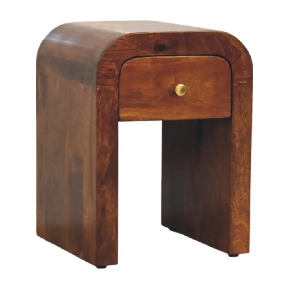Mini Darcy Chestnut Nightstand-Curved Edges - Nightstands