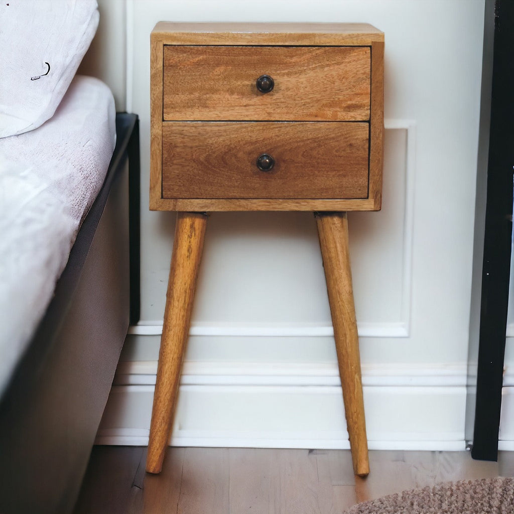 mini oak nightstand-2 drawer - Nightstands