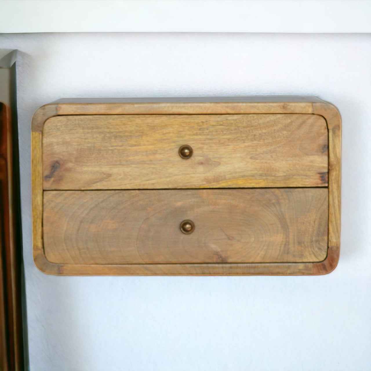 Oak-ish 2 Drawer Floating Nightstand