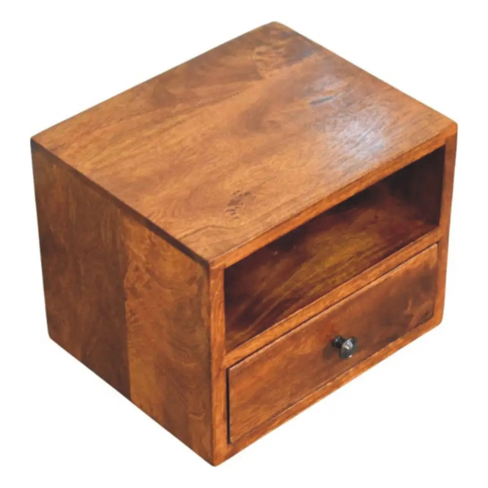 Solis 1 Drawer Chestnut Wall Mounted Nightstand front full view